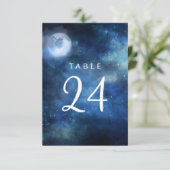 月夜の空+満月+星+結婚式+テーブルナンバー 招待状 (スタンド正面)