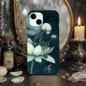 月夜の蓮の花に佇むスケルトンの妖精 カスタムネーム Case-Mate iPhoneケース