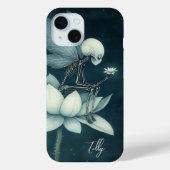 月夜の蓮の花に佇むスケルトンの妖精 カスタムネーム Case-Mate iPhoneケース (裏面)