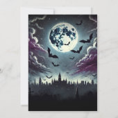 月夜の街の墓場にコウモリ ハロウィンパーティー 招待状 (裏面)