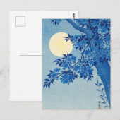 月夜の青い木: 日本の桜の夜 ポストカード (正面/裏面)
