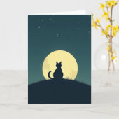 月夜の黒い生き物のカード カード (黄色い花)