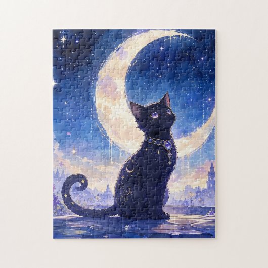月夜の黒猫パズル ジグソーパズル (縦)