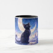 月夜の黒猫マグカップ マグカップ (中央)