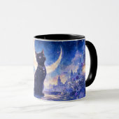 月夜の黒猫マグカップ マグカップ (正面右)