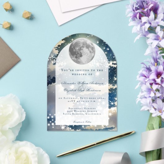 月夜空結婚の アクリル招待状 (インサイチュ (ウェディング))