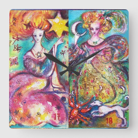 月失ったと星の星 スクエア壁時計 (正面)