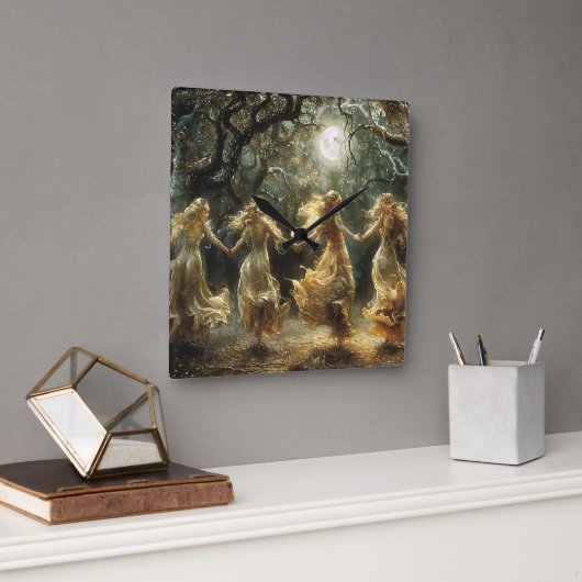 月女神ダンスクロック スクエア壁時計 (オフィス)