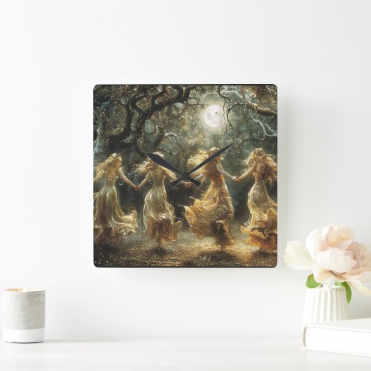 月女神ダンスクロック スクエア壁時計 (ホーム)