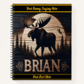 月威厳のあるに照らされた空の下に立つムース ノートブック (正面)