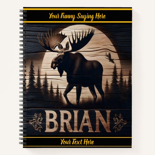 月威厳のあるに照らされた空の下に立つムース ノートブック (正面)