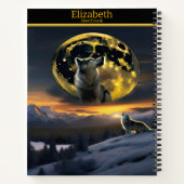 月威厳のあるに照らされた空を狼が白熱［赤熱］光を放つ吠える ノートブック (裏面)