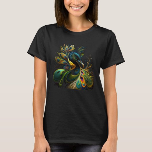 月威厳のある光の中の美しい孔雀1 Tシャツ (正面)
