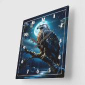 月威厳のある照の空の下に止まったワシ スクエア壁時計 (傾斜)