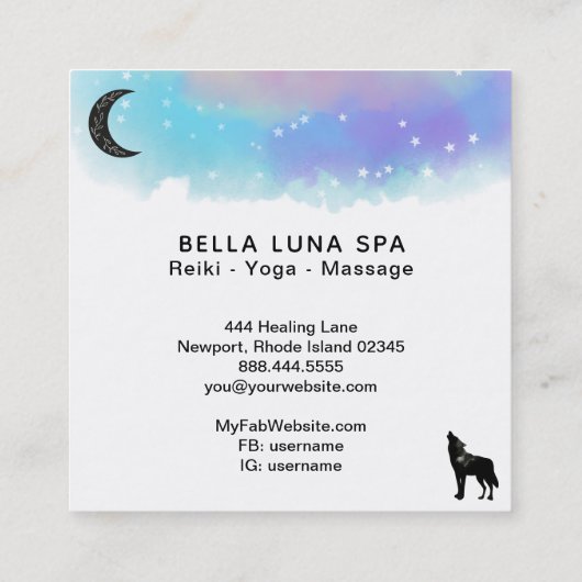 *~*月宇宙ハウリングウルフレインボーシャーマン スクエア名刺 (裏面)