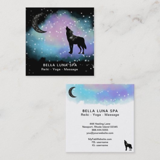 *~*月宇宙ハウリングウルフレインボーシャーマン スクエア名刺 (正面/裏面)