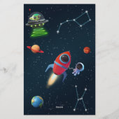 月宇宙ロケット宇宙飛行士UFOエイリアンの子供 便箋 (裏面)