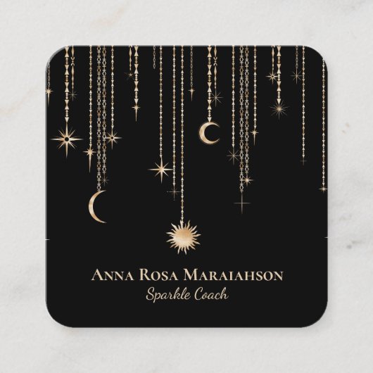 *~*月宇宙星金ゴールド輝く太陽グリッター スクエア名刺 (正面)