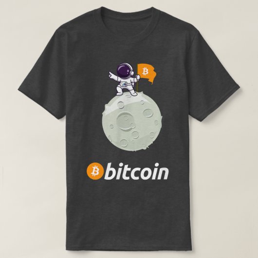 月宇宙飛行士へのビットコイン暗号通貨BTC Tシャツ (デザイン正面)