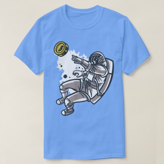 月宇宙飛行士へのBitcoin宇宙マン Tシャツ (デザイン正面)