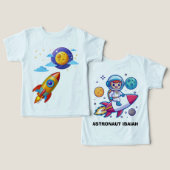 月宇宙飛行士ロケット船子供Tシャツ (デザイン正面&裏面)