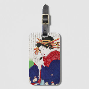 月岡芳年「猫を持つ日本女性」 ラゲッジタグ