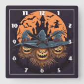 月幽霊のよく出るの下に輝くかかし スクエア壁時計 (正面)