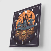 月幽霊のよく出るの下に輝くかかし スクエア壁時計 (傾斜)