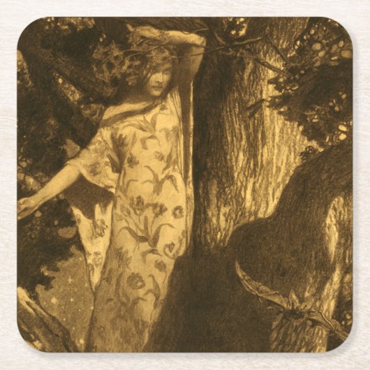 月幽霊のよく出る光の守護者 スクエアペーパーコースター (正面)