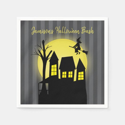 月幽霊のよく出る光の飛んでいる家と魔女 スタンダードカクテルナプキン (正面)