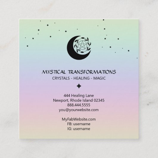 *~*月形星月魔法Bohoレインボー スクエア名刺 (裏面)