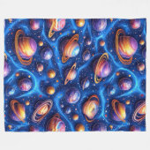 月惑星銀河系 フリースブランケット (正面(横))