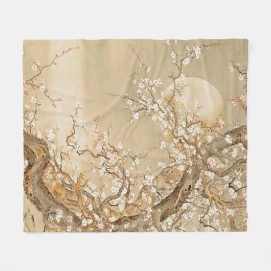 月日本のの梅の宗思山 フリースブランケット (正面(横))