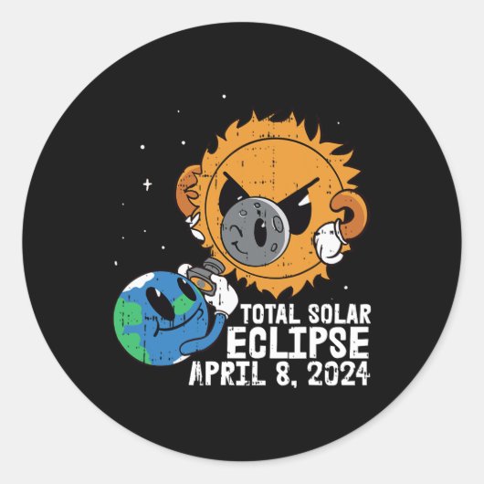 月日皆既日食太陽の2024年4月8日総和 ラウンドシール (正面)