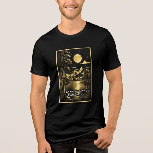 月明かりが沈黙と出会う静かな夜景 トライブレンドＴシャツ (正面)