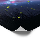 月明かりに映る銀河の湖面の宇宙の反射 ポスター (角)