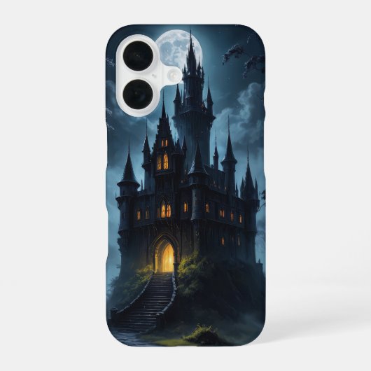 月明かりに浮かぶゴシックドラキュラ城 iPhone 16ケース (裏面)