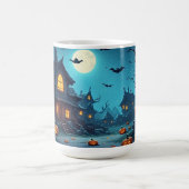 月明かりに浮かぶ幽霊の村とカボチャ 🎃 コーヒーマグカップ (中央)