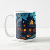 月明かりに浮かぶ幽霊の村とカボチャ 🎃 コーヒーマグカップ (左)