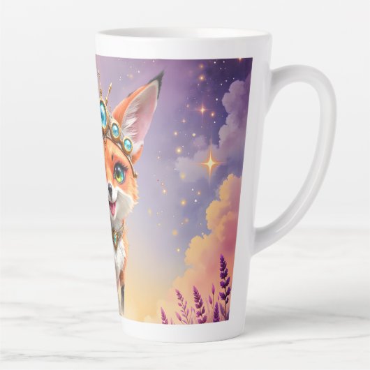 月明かりに浮かぶ草原の星輝く狐。 カフェラテマグ (右)