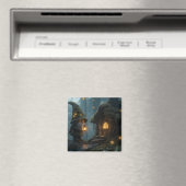 月明かりに浮かぶ魔法の小屋と妖精: ファンタジー マグネット (インサイチュ (食洗機))