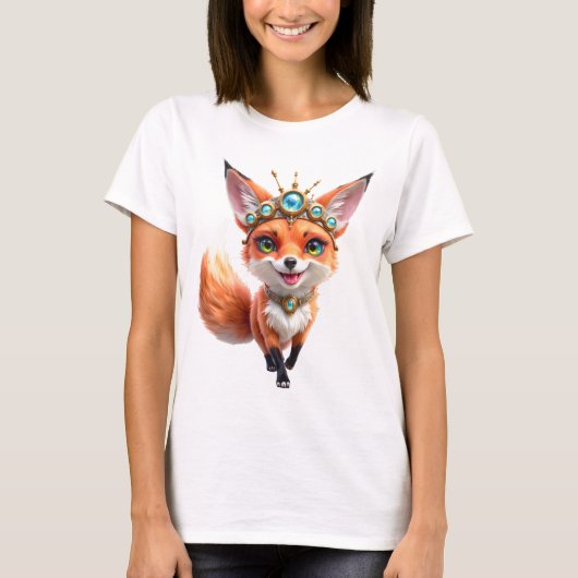 月明かりに照らされた草原の星輝く狐。 Tシャツ (正面)