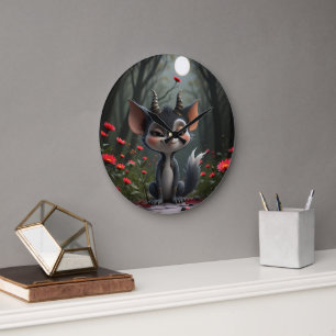 月明かりのいたずら 森の精霊 紅蓮の華 ラージ壁時計