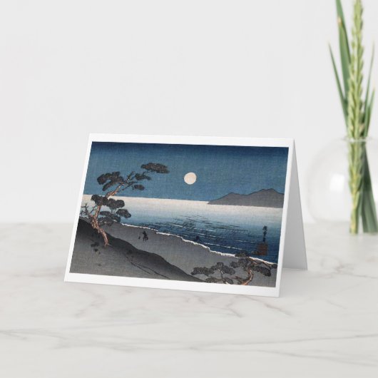 月明かりのさびしき岸、広重、浮世絵 カード (正面)