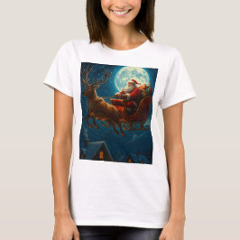 月明かりのそり遊び：サンタの魔法の旅 Tシャツ