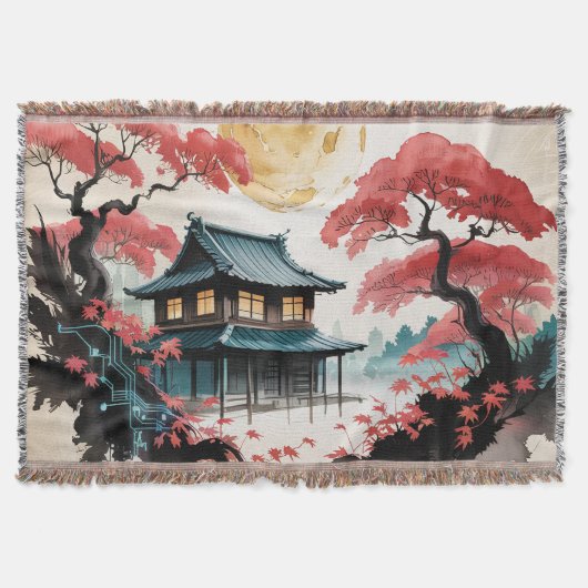 月明かりのキャビン 日本の森の芸術 (5) スローブランケット (正面)