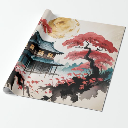 月明かりのキャビン 日本の森の芸術 (5) ラッピングペーパー (アンロールド)