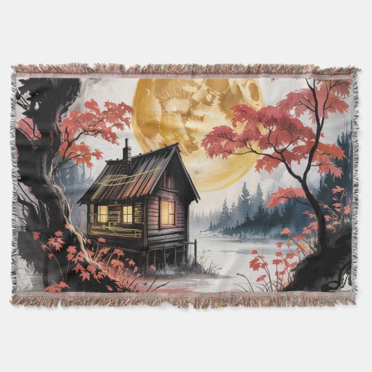 月明かりのキャビン 日本の森の芸術 (7) スローブランケット (正面)