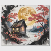 月明かりのキャビン 日本の森の芸術 (7) ラッピングペーパー (フラット)