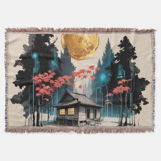 月明かりのキャビン 日本の森の芸術 (9) スローブランケット (正面)